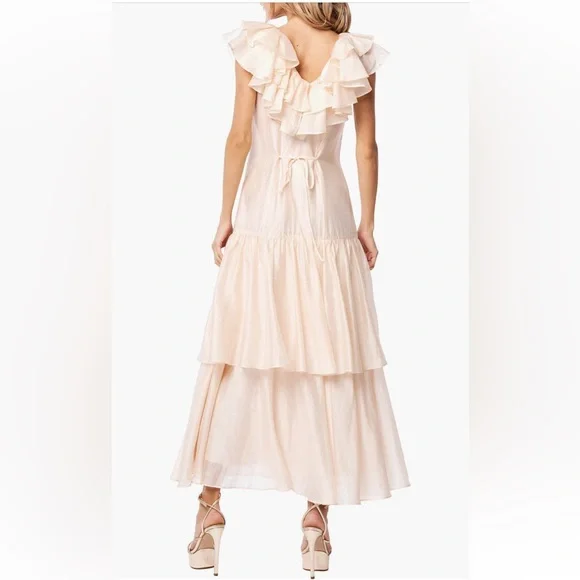 NWT Nordstrom CIEBON Stelanie Flutter Sleeve Tiered Cocktail Maxi Dress Sz S - Picture 3 of 15